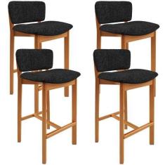Imagem de Kit 04 Banquetas Alta Para Cozinha Sala de Jantar Bar Dara L02 Linho C