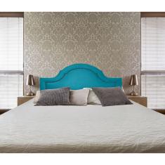 Imagem de Cabeceira Queen Diamond Estilo Provençal Suede  Turquesa 160 X 60