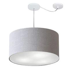 Imagem de Lustre Pendente Cilíndrico Com Desvio de Centro Vivare Md-4253 Cúpula em Tecido 55x30cm - Bivolt