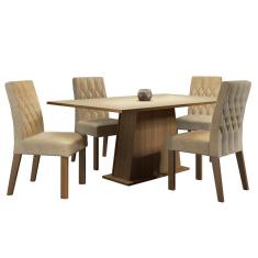 Imagem de Sala De Jantar Ingrid Mesa Tampo Madeira 4 Cadeiras Madesa