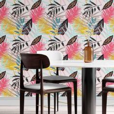 Imagem de Papel De Parede Adesivo Abstrato Folhas N014013 Rolo 0,58X3M