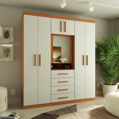 Imagem de Guarda-roupa Casal com Espelho 7 Portas 4 Gavetas Advantage Freijó/ Off-White