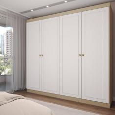 Imagem de Guarda-Roupa Casal 4 Portas Americano Savana/Branco Fosco - Panorama Móveis