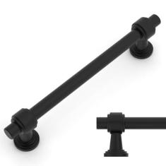 Imagem de Amerdeco Pacote com 10 puxadores de armário preto fosco 6,3 polegadas (160 mm) orifício central puxadores de armário de armário puxadores de armário de cozinha para puxadores de cômoda de banheiro