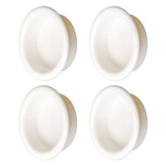 Imagem de Morobor Puxador de dedo para porta de armário, puxador deslizante redondo, puxador de armário de cozinha embutido, puxador de porta invisível, branco brilhante