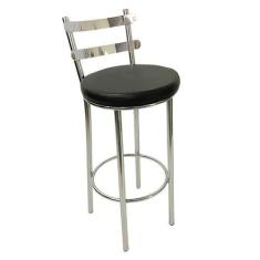 Imagem de Banqueta Rafaela - Redonda Alta para Bar e Cozinha Cromada com Assento