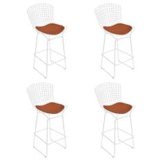 Imagem de Kit 4 Banquetas Bistrô Bertoia Branca D70 Com Assento Cobre Cor Branco