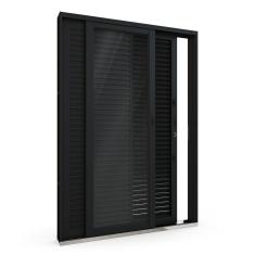 Imagem de Porta de Aço Balcão Flex 214x150cm com Vidro 3 Folhas Facilitá Lucasa Preto