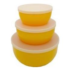 Imagem de Conjunto com 3 Potes, kit com 3 tamanhos diferentes, P/M/G 12x5/15x6/19x8cm - 0,4l/0,8l/1,6l  com Tampa - Fábrica de utilidades