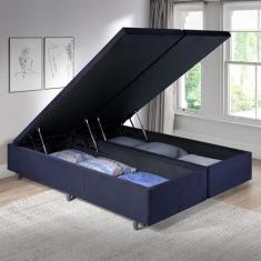 Imagem de Cama Baú Queen 158cm X198cm em Suede Madeira em Eucalipto Preto