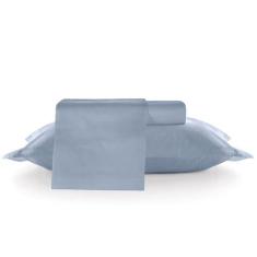 Imagem de Jogo de Cama King Percal 180 Fios Florença Azul Liso Teka