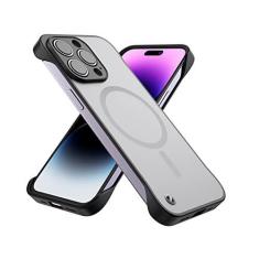 Imagem de HINOVO Capa magnética para iPhone série 13/14 [testado contra quedas de grau MIL e compatível com MagSafe] Traseira fosca translúcida, capa de telefone de silicone à prova de choque, anti-impressões