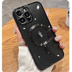 Imagem de ZinLyuen Capa magnética transparente para iPhone 14 Pro Max compatível com MagSafe protetor de lente de câmera integrado macio à prova de choque capa de telefone fina para 14 Pro Max de 6,7 polegadas