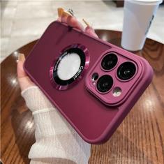 Imagem de Para iPhone 14 Pro Max Luxo colorido magnético fosco capa de telefone para iPhone 11 12 13 Plus capa protetora de lente, capa magnética rosa, para iPhone 14 Plus