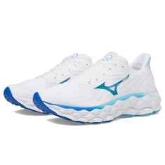 Imagem de Mizuno Tênis de corrida feminino Wave Sky 8, Branco-azul marroquino, 36