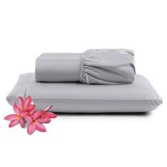 Imagem de Jogo Cama Lençol Unique Solteiro 400 Fios Ponto Palito 2 Peças - Cinza