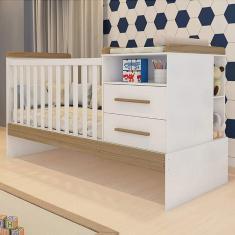 Imagem de Berço Americano Multifuncional Vini Móveis Peroba Branco/Carvalho