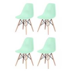 Imagem de Kit 4 Cadeiras Charles Eames Eiffel Wood Design Trato - Verde Claro