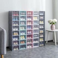Imagem de Caixa Organizadoras Para Tênis Sapatos Kit 10 - Kit 10 Brancas