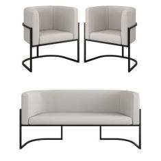 Imagem de Kit Sofá 2 Lugares + 2 Poltronas material sintético para Recepção Pret