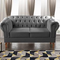 Imagem de Sofá 2 Lugares Decoração Sara Recepção Dom Pedro Chesterfield Cinza grafite