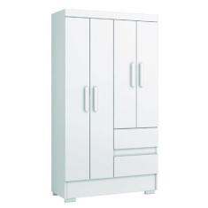 Imagem de Guarda Roupas Solteiro Juvenil 4 Portas 2 Gavetas Branco Coimbra Aramó