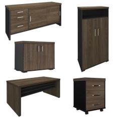 Imagem de Conjunto Escritório Home Office 5 Peças Corp A06 Charuto/Preto - Mpoze