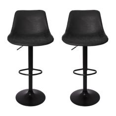 Imagem de Kit 2 Banquetas Estofadas c/encosto p/Cozinha Gir.Preta