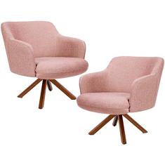 Imagem de Kit 02 Poltronas Decorativa Para Sala de Estar Jade D02 Linho  C-105 - Lyam Decor