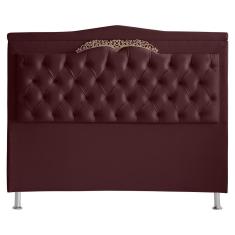 Imagem de Cabeceira De Cama Box Helena Casal 140 cm Capitonê Retro Botão Encapados Suede Vinho Eli Móveis