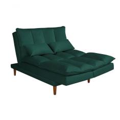 Imagem de Sofá Cama Vancouver 3 Lugares Império Reclinável Casal Pés Madeira Suede Verde 403