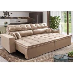 Imagem de Sofá Retrátil e Reclinável 2,02m Luxos Cama Inbox Velusoft Bege