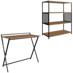 Imagem de Escrivaninha Dobravel Estante 94x77 Cm Industrial 22x24 Pp