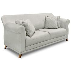 Imagem de Sofá Living 2 Lugares 1,80m Vênus Veludo Cinza Prata Pés Castanho - Pallazio