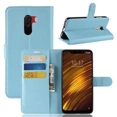 Imagem de XIAOMI Capa para Pocophone F1, capa carteira flip de couro PU premium com compartimento para cartão, suporte e fecho magnético [capa interior à prova de choque de TPU] Compatível com XIAOMI Pocophone