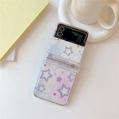Imagem de Estojo de telefone estrela bonito para Samsung Galaxy Z Flip 4 3 Z Flip3 Flip4 5G Capa com corrente Moda Capas transparentes de proteção com dobradiça, Estilo1, Para Z Flip 3