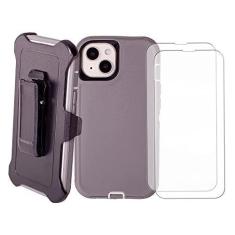 Imagem de WallSkiN Capa para iPhone 13 Mini (5,4 polegadas) com 2 protetores de tela | Suporte de proteção contra quedas de grau militar de corpo inteiro resistente | Coldre para cinto masculino com suporte de