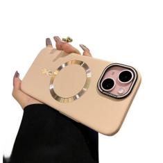 Imagem de Luxo fosco duro pára-choques magnético caso para iphone 15 12 13 14 pro max plus casos capa de proteção de carregamento sem fio, rosa, para iphone 15 plus