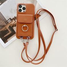 Imagem de Carteira com Alça de Pescoço Transversal Capa de Telefone para iPhone 14 13 12 11 Pro Max Mini X XS XR 7 8 Plus Capa de Couro, marrom, para iPhone 7 ou 8