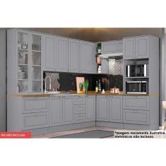 Imagem de Cozinha Completa Americana 10 Peças (3 Armários + 2 Paneleiros + 3 Balcões + 2 Complementos) C5P36 Cinza - Henn