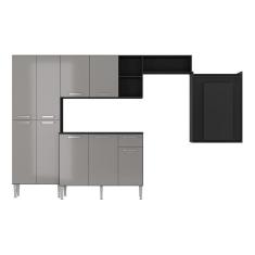 Imagem de Cozinha Completa Mesa Dobrável Multimóveis Preta/lacca Fumê