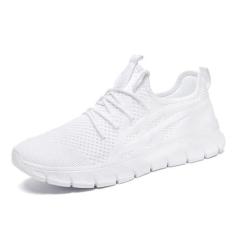 Imagem de WYGRQBN Tênis de corrida masculino, moderno, leve, respirável, de malha, para treino, casual, esportivo, caminhada, academia, corrida, 10 Branco, 41