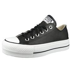 Imagem de Converse Tênis feminino Chuck Taylor All Star Lift plataforma jeans moderno, Preto/Preto/Branco, 36