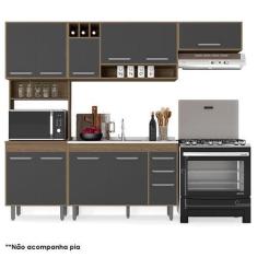 Imagem de Cozinha 4 Peças Barcelona com Balcão de Pia Carvalho Grafite   Poliman