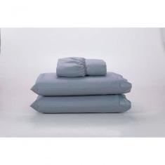 Imagem de Jogo Lençol 400 Fios Ponto Palito Cama King 3pçs Poliéster - Cinza