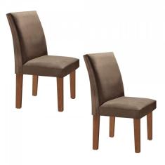 Imagem de Conjunto 2 Cadeiras Estofadas Espanha Espresso Móveis Chocolate/Suede Animale Marrom