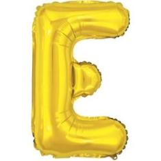 Imagem de Balao Metalizado Letra E Dourado 40cm.