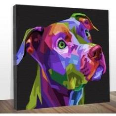 Imagem de Quadro Decorativo Canvas Dog Colorido Midiapoparte 60x60