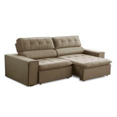 Imagem de Sofá 3 Lugares Retrátil e Reclinável Atenas Veludo Castor