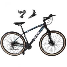 Imagem de Bicicleta Aro 29 Gti Roma Alumínio 21v Câmbios Shimano Freio A Disco C- Pneu Faixa Bege Preto-azul 19